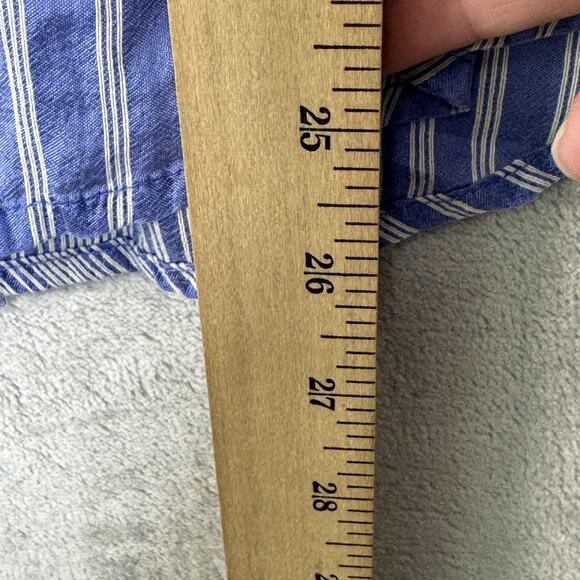 Chico's Shirt Womens 3 XL Blue White Striped Button Front Silk Blend 3/4 Sleeve - Picture 10 of 10